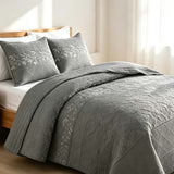 Vintage Botanical Quilted 3‑Piece Bedding Set