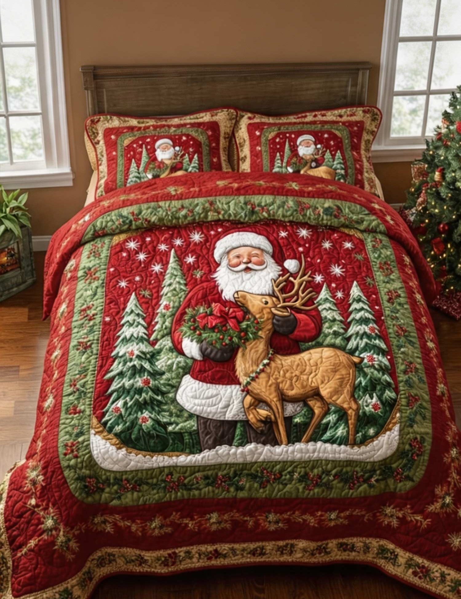 North Pole Express Quilted Bedding Set