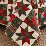 Christmas Star Patchwork Quilted 3-Piece Bedding Set