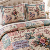 Butterfly Faith Garden Quilted 3-Piece Bedding Set