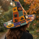H.PAI Halloween Patchwork Pumpkin Quilted Witch Hat
