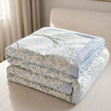 Botanical Floral 100% Cotton 4-Piece Summer Bedding Set – Breathable Cooling Comforter, Flat Sheet & 2 Pillowcases