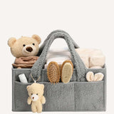 Plush Nursery Organizer Tote Bag -Silver Grey