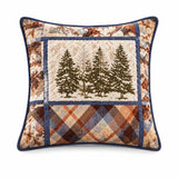 Evergreen Pine Forest Plaid Quilted Pillow Cover