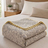 Vintage Floral Jacquard Quilted Throw Three‑Layer Gauze Cotton Blanket