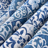 Blue Mediterranean Tile Patchwork Quilted 3-Piece Bedding Set