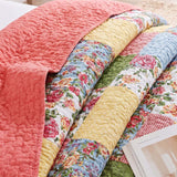Cottage Rose Patchwork Quilted 3-Piece Bedding Set