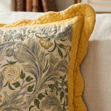 Yellow Quilted Scalloped Edge Rectangular Throw Pillow Cover
