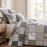 Rose Patchwork Quilted 3-Piece Bedding Set