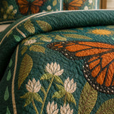 Monarch Butterfly Botanical Garden Quilted 3-Piece Bedding Set
