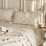 Ivory Daisy Vine Quilted 3-Piece Bedding Set