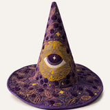 H.PAI Mystic Moon Eye Celestial Gothic Handcrafted Quilted Witch Hat