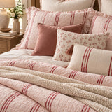 Stripe Ruffle Jacquard 100% Cotton Reversible Quilted 3-Piece Bedding Set