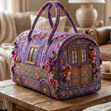 Purple Floral Camper Van Quilted Duffle Bag
