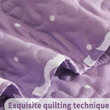 Vintage Purple Rose Stripe Quilted 3-Piece Bedding Set