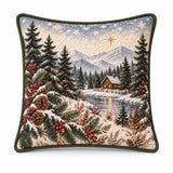 Winter Cabin & Plaid Christmas Quilted Pillow Covers 2-Piece Set