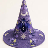 H.PAI Purple Moon Mystic Celestial Handcrafted Quilted Witch Hat