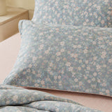 Botanical Floral 100% Cotton 4-Piece Summer Bedding Set – Breathable Cooling Comforter, Flat Sheet & 2 Pillowcases