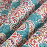 Teal Paisley Floral 100% Cotton Quilted 3-Piece Bedding Set