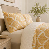 H.PAI Golden Ginkgo Leaf Quilted 3-Piece Bedding Set