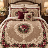 Vintage Rose Floral Quilted 3-Piece Bedding Set