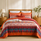 Sunset Folk Floral Quilted 3-Piece Bedding Set