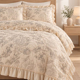 Blue Botanical Garden Quilted 3-Piece Bedding Set