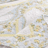 Golden Meadow Embroidered Floral Quilted 3-Piece Bedding Set