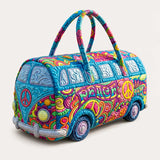 Hippie Peace Joy Quilted Duffle Bag