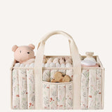 Quilted Floral Diaper Caddy Baby Tote Bag