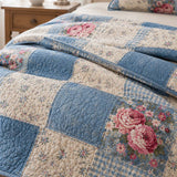 H.PAI Vintage Rose Patchwork Quilted 3-Piece Bedding Set
