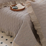 Sage Leaf Double-Layer Gauze Quilted 3-Piece Bedding Set