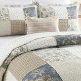 Blue Meadow Patchwork Quilted 3-Piece Bedding Set