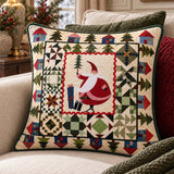 Woodland Santa Christmas Village Quilted Pillow Cover