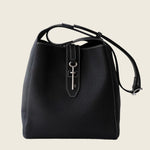 Top-grain cowhide bucket crossbody tote bag