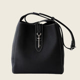 Top-grain cowhide bucket crossbody tote bag