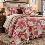 Christmas Farmhouse Patchwork Quilted 3-Piece Bedding Set