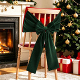Christmas Velvet Chair Bow Sash, 29×19 inch Green Chair Back Decor