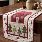 Christmas Rustic Floral Appliqué Quilted Table Runner