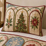 Christmas Chapel Window Quilted 3-Piece Bedding Set