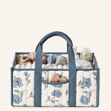 Dusty Blue Floral Diaper Storage Caddy