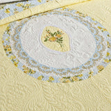 Golden Meadow Embroidered Floral Quilted 3-Piece Bedding Set
