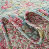Vintage Rose Floral Print Quilted 3‑Piece Bedding Set