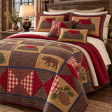 Rustic Bear Cabin Plaid Quilted 3-Piece Bedding Set