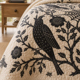 H.PAI Raven Botanical Web Quilted 3-Piece Bedding Set
