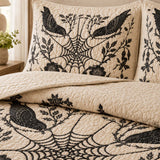 H.PAI Raven Botanical Web Quilted 3-Piece Bedding Set