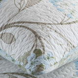 Light Blue Hydrangea Floral Print Quilted 3‑Piece Bedding Set
