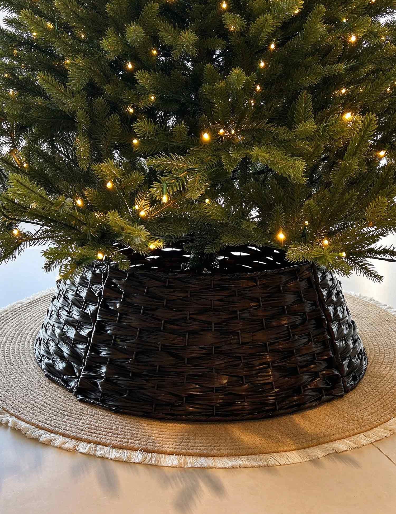 Woven Christmas Tree Collar, PVC Metal Frame Tree Skirt Ring