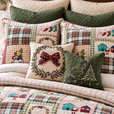 Plaid Deer Cottage Peace & Joy Patchwork Quilted 3-Piece Bedding Set