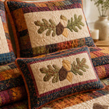 H.PAI Pumpkin Acorn Harvest Patchwork Quilted 3-Piece Bedding Set